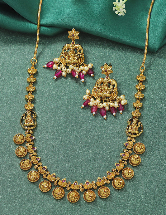 Designer Elegant Matt Kempu Necklace Set