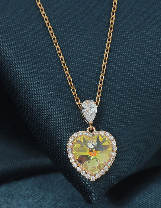 Swarovski Crystal Golden Heart Radiance Chain Pendant
