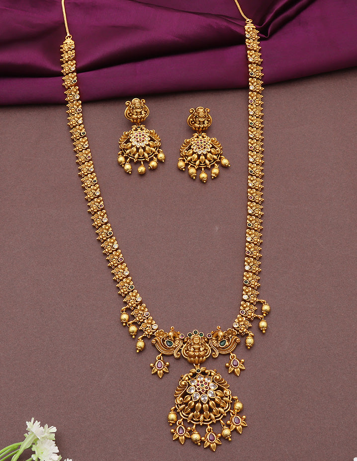 Designer Matt Antique Kempu Long Haaram