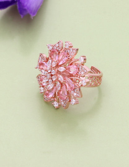 Zirconia Rose Gold Polish Finger Ring