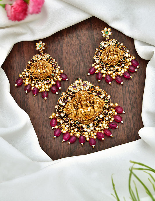 Lakshmi Devi Zirconia Pendant Set 126624