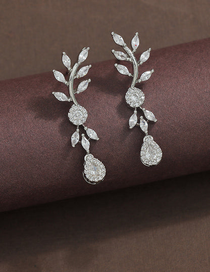 Designer Zirconia Floral Cascade Sparkle Earrings
