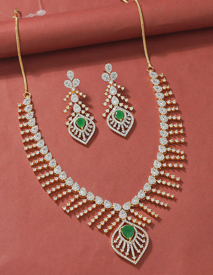 Designer Gold Polish Zirconia Necklace Set
