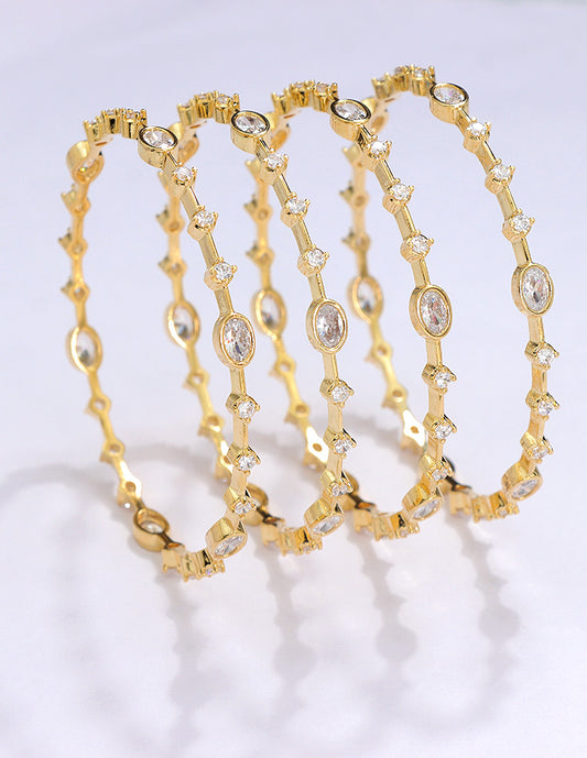 Designer Zirconia Golden Sparkle Stack Bangles