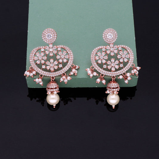 Zirconia Rose Gold Polish Drop earrings