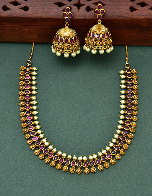 Designer Antique Ruby Necklace Set