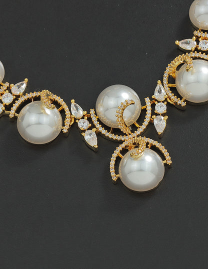 Designer Zirconia Pearl Whirl Elegance Necklace Set