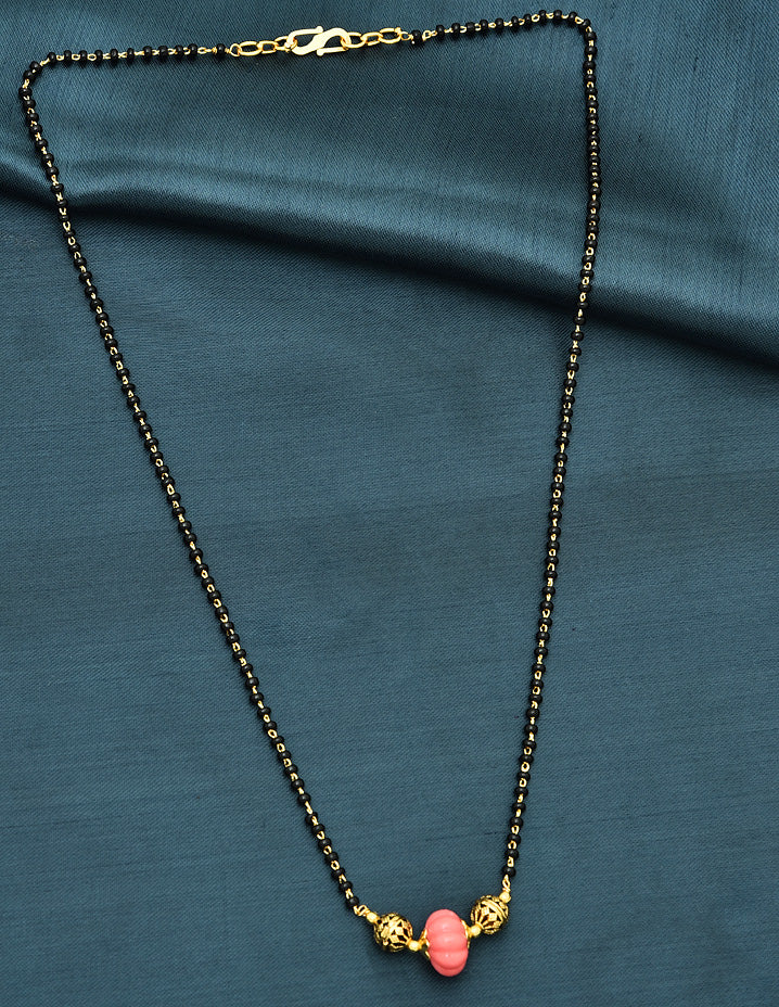 Designer Peach Black Beads