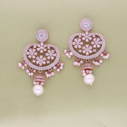 Zirconia Rose Gold Polish Drop earrings