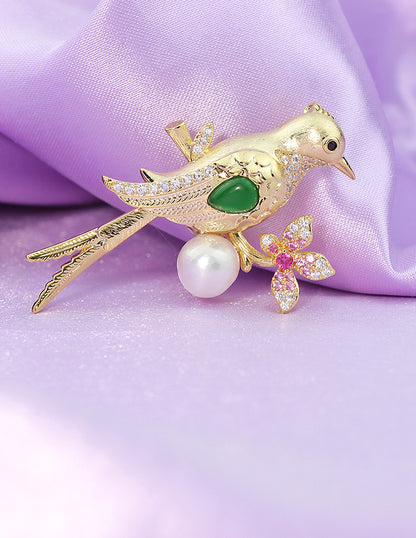 Designer Gold Polish Zirconia Brooch