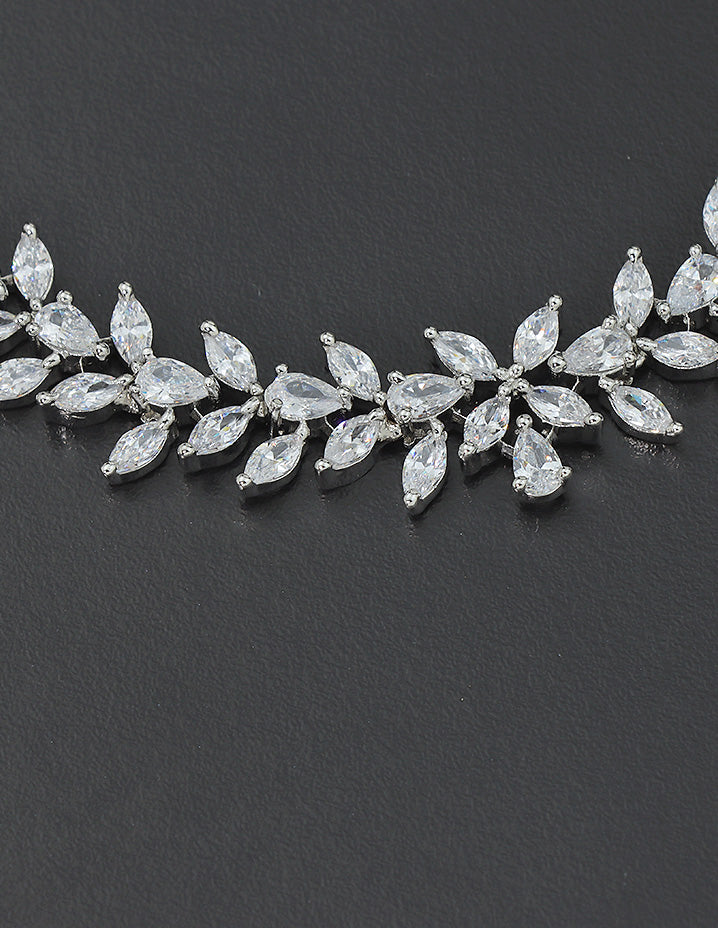 Designer Rhodium Polish Zirconia Necklace Set