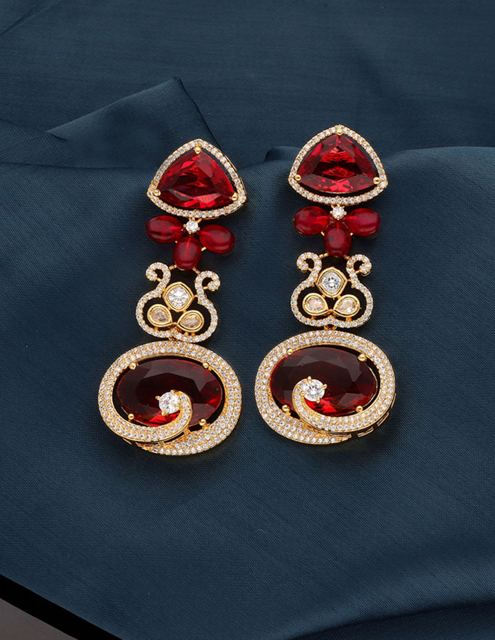 Zircon Gold Polish Dangler Earrings