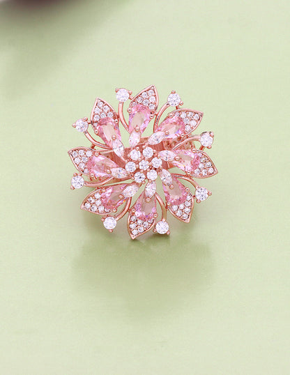Zirconia Rose Gold Polish Finger Ring