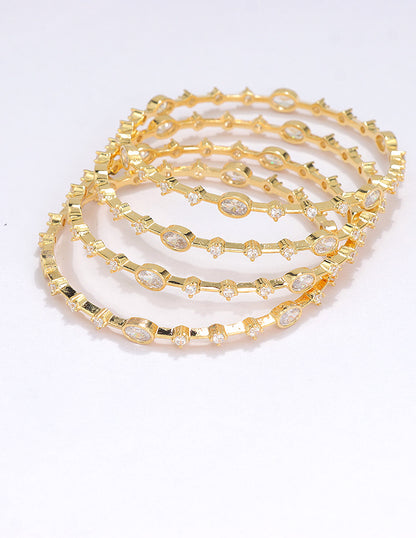 Designer Zirconia Golden Sparkle Stack Bangles