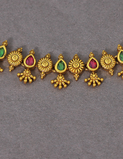 Peacock Charm Antique Kempu Traditional Kemp Anklets