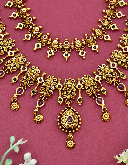 Designer Antique Plated 2 Layered Necklace Set