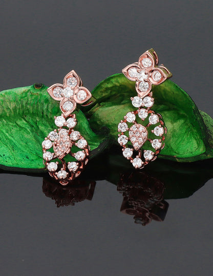Rose Gold Polish Zirconia Necklace Set 127624