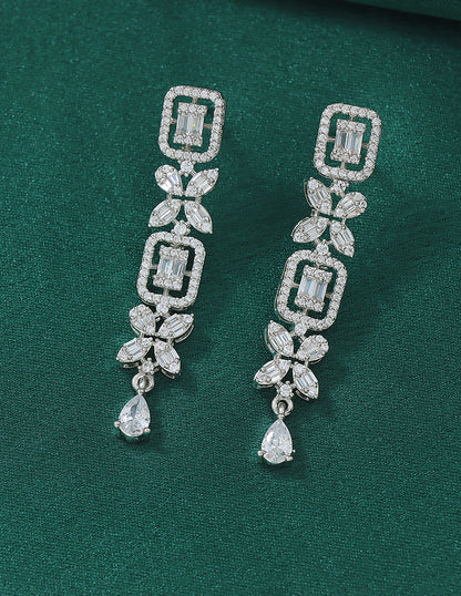 Designer Zirconia Crystal Gardenia Elegance Necklace Set