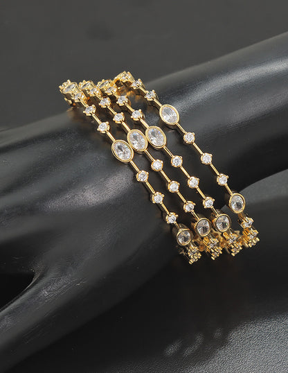 Designer Zirconia Golden Sparkle Stack Bangles