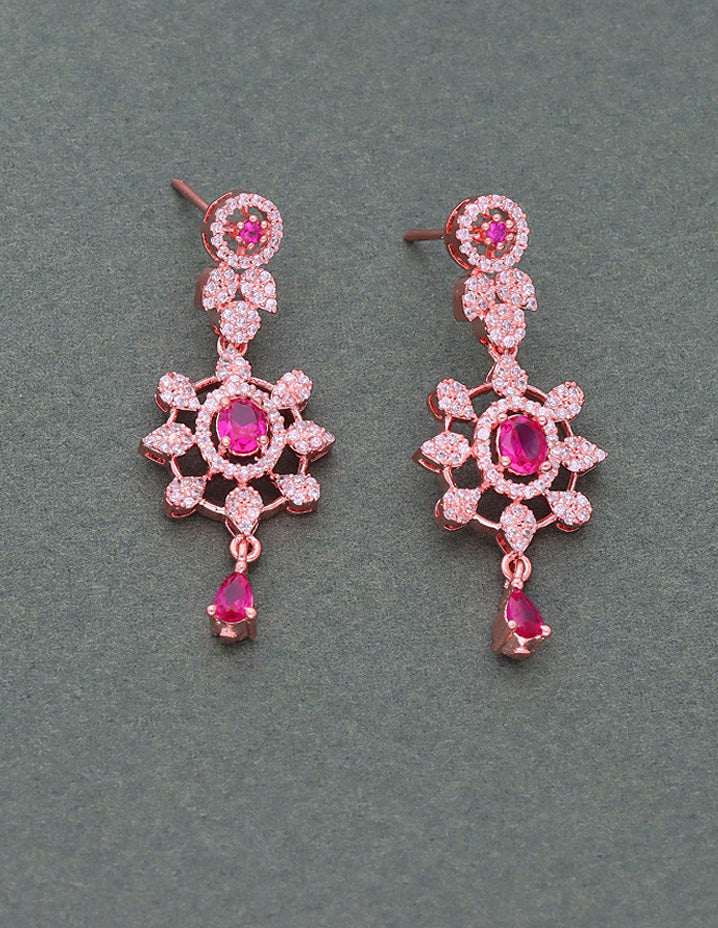 Rose Gold Polish Zirconia Necklace Set