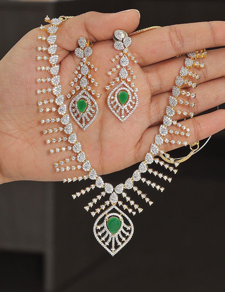 Designer Gold Polish Zirconia Necklace Set