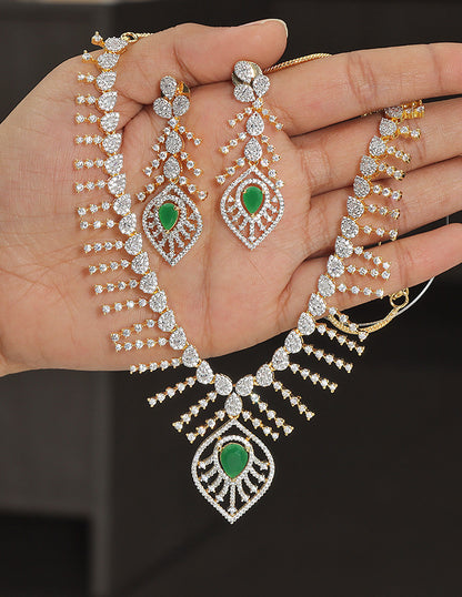 Designer Gold Polish Zirconia Necklace Set