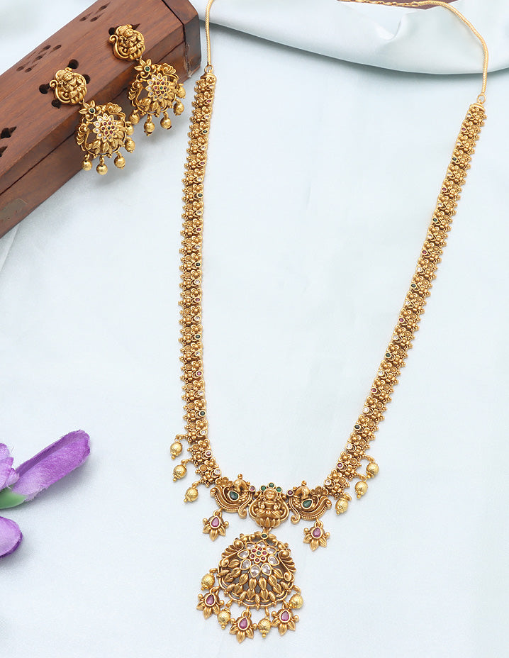 Designer Matt Antique Kempu Long Haaram