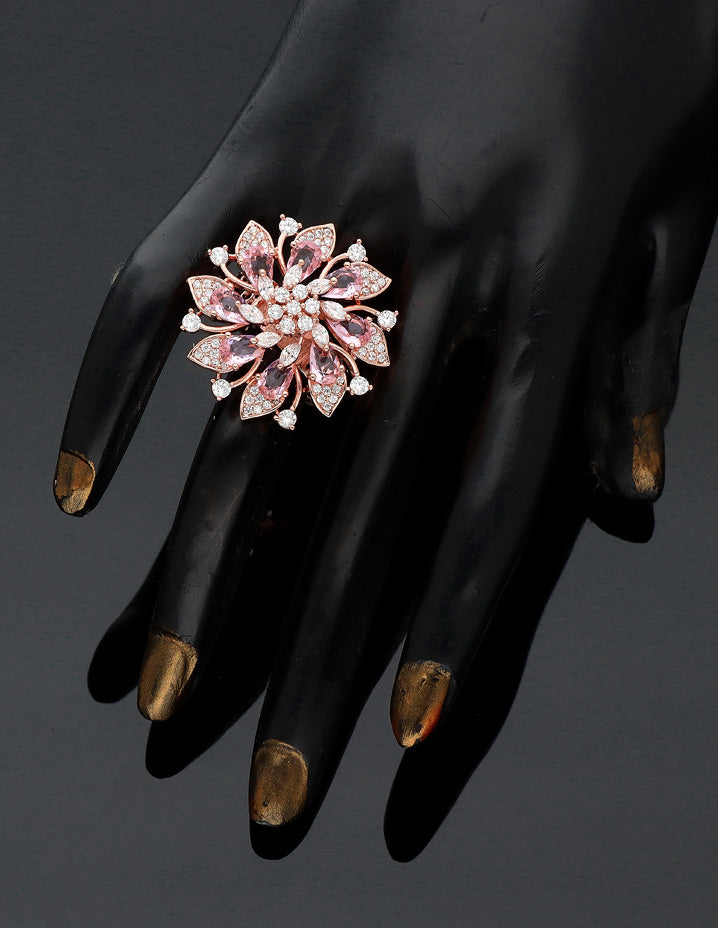 Zirconia Rose Gold Polish Finger Ring