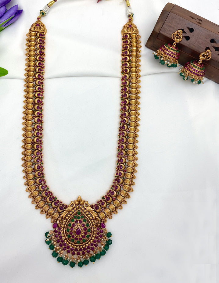 Antique Kempu Lakshmi Devi Pattern Kasu Mala