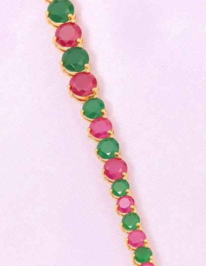 Designer Gold Chain Ruby Emerald Bracelet ZBLT10895