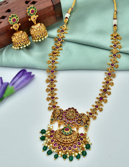 Antique Lakshmi Devi Pattern Necklace Set