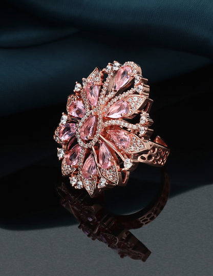 Zirconia Rose Gold Polish Finger Ring