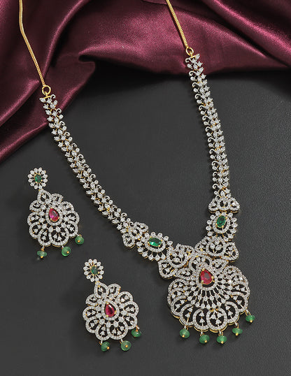 Designer GJ Polish Zirconia Necklace Set