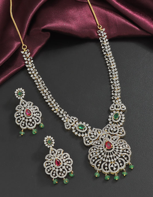 Designer GJ Polish Zirconia Necklace Set