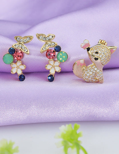 Designer Ceramic Earrings and Brooch Combo