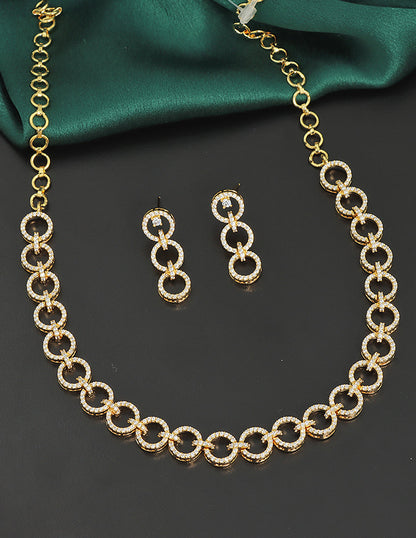 Designer Gold Polish Zirconia Necklace Set