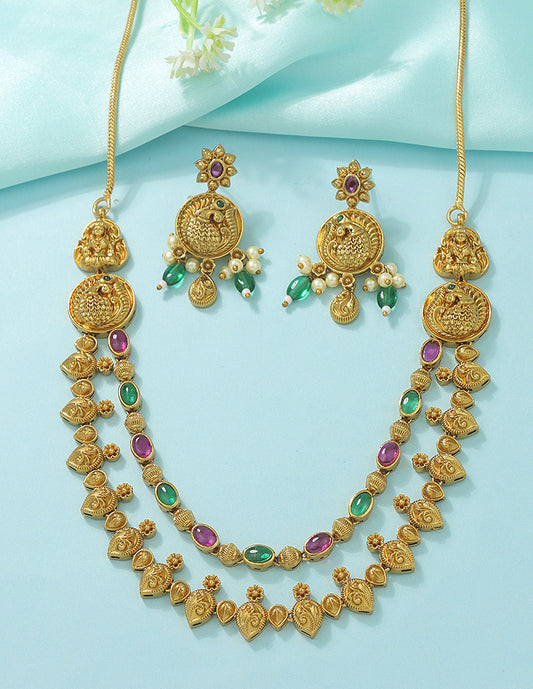 Designer Elegant Matt Kempu Necklace Set