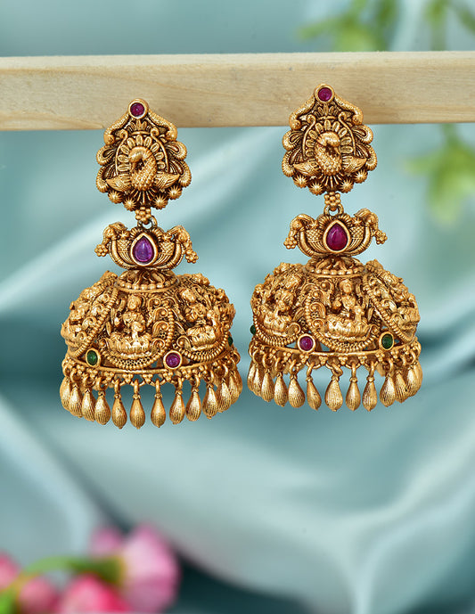 Designer Lakshmi Devi Kempu Jhumka Earrings