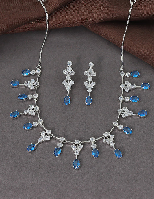 Designer Zirconia Rhodium Elegance Necklace Set