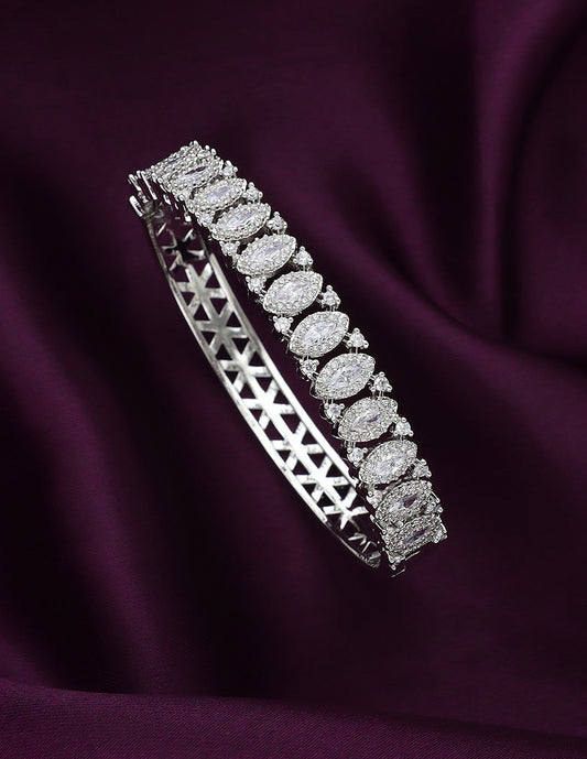 Designer Zirconia Rhodhium Polish Kada Bracelet