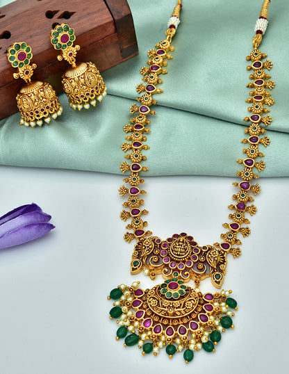 Antique Lakshmi Devi Pattern Necklace Set