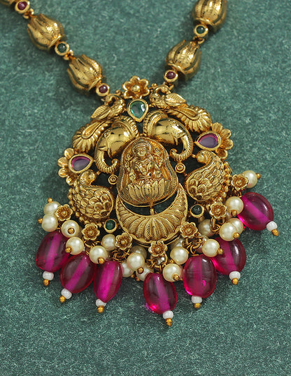 Designer Lakshmi Devi Ruby Matt Kempu Necklace Set