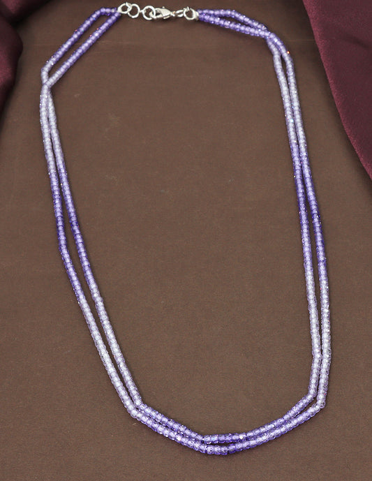 Designer 2-Lines Amethyst Cz Beads Mala