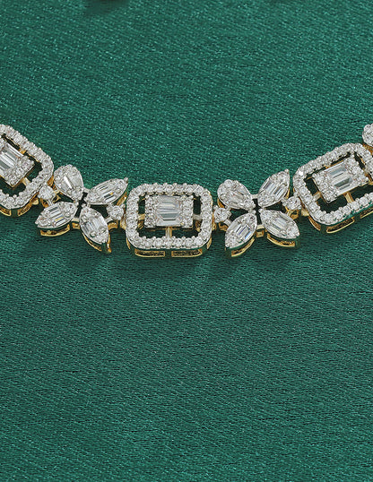 Designer Zirconia Crystal Gardenia Elegance Necklace Set