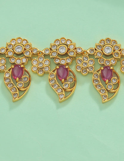 Designer Zircoina Mango Shape Chain Vaddanam