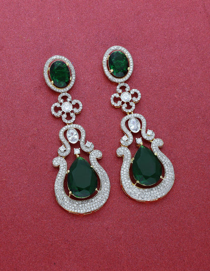 Zirconia Emerald Stone Dangler Earrings