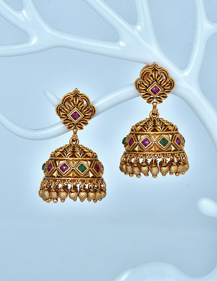 Designer Kempu Jhumka Earrings