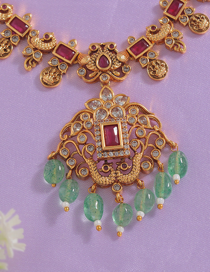 Designer Lakshmi Devi Matt Necklace Set