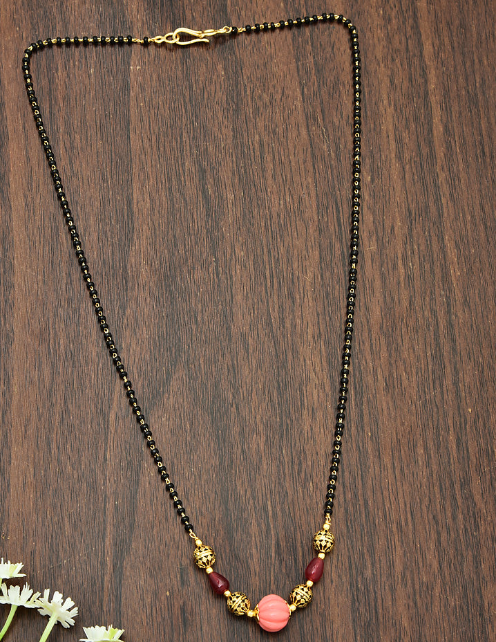 Designer Peach Black Beads