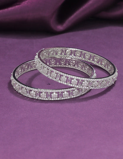 Designer Zirconia Rhodium Sparkle Stack Bangles